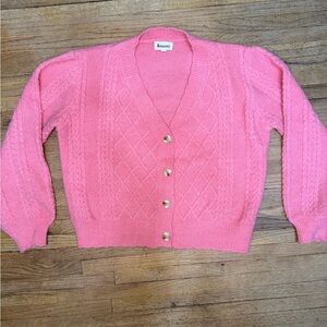 Chic Pink Button-Up Cardigan